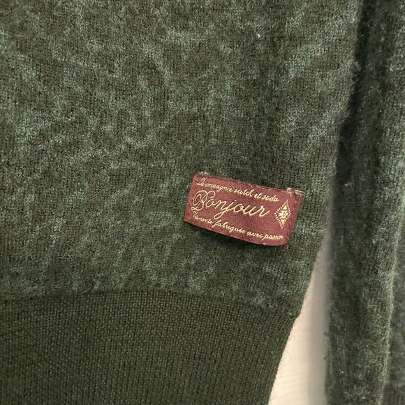 SCOTCH & SODA 100% Merino Wool Sweater XL L Dark Green Geometric Pattern - Picture 4 of 16